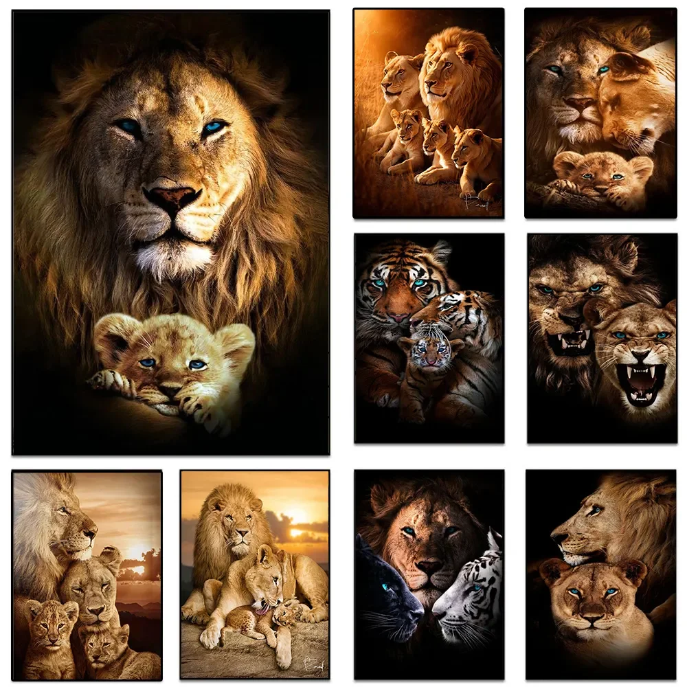 Resin Art Aesthetic - Klassische Tier-Ästhetik Wandkunst Wilder Löwe, Tiger