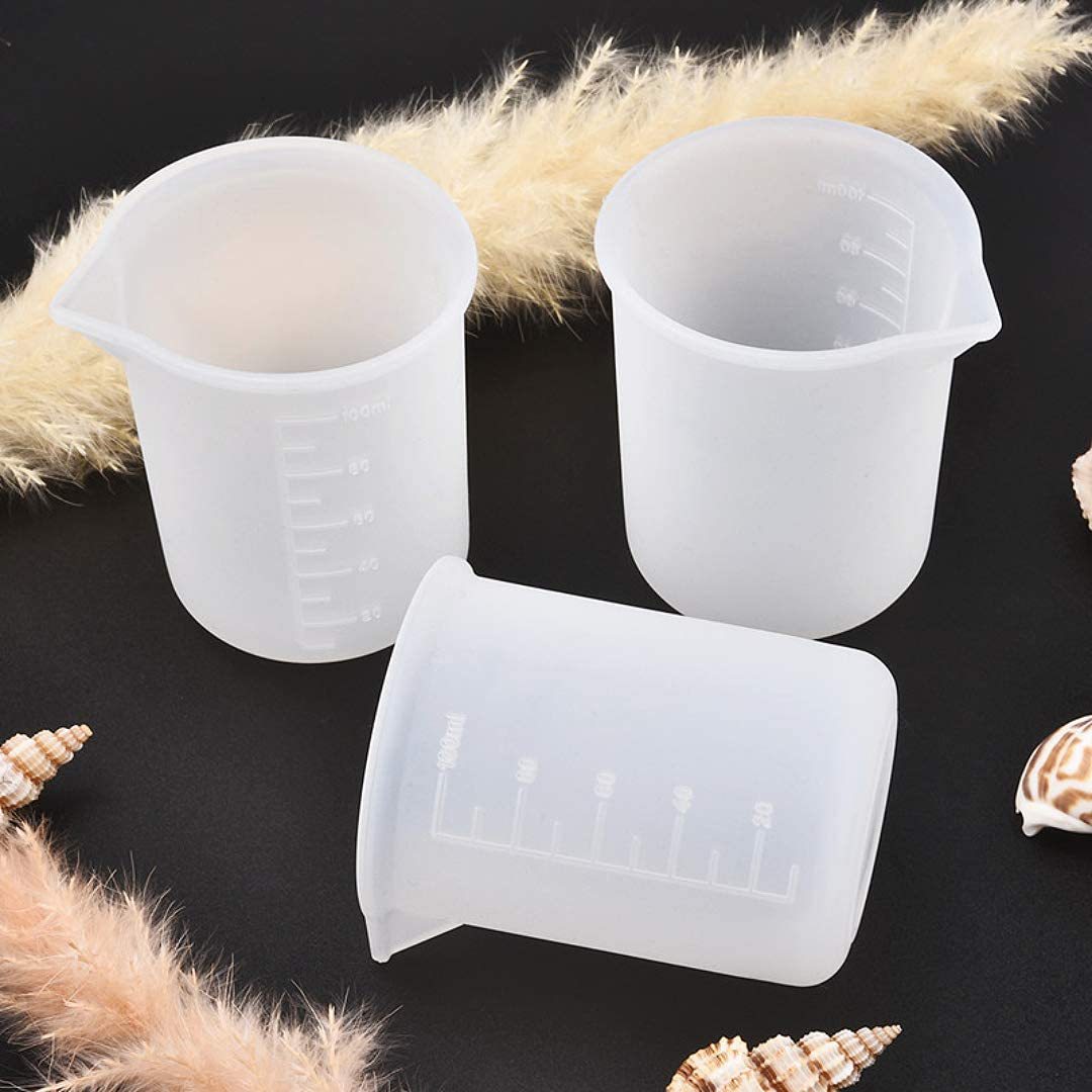 Resin Mixing Cup - 100 ml Silikonharz-Verbrauchsmaterialien, Messbecher, transparente Maßbandskala,