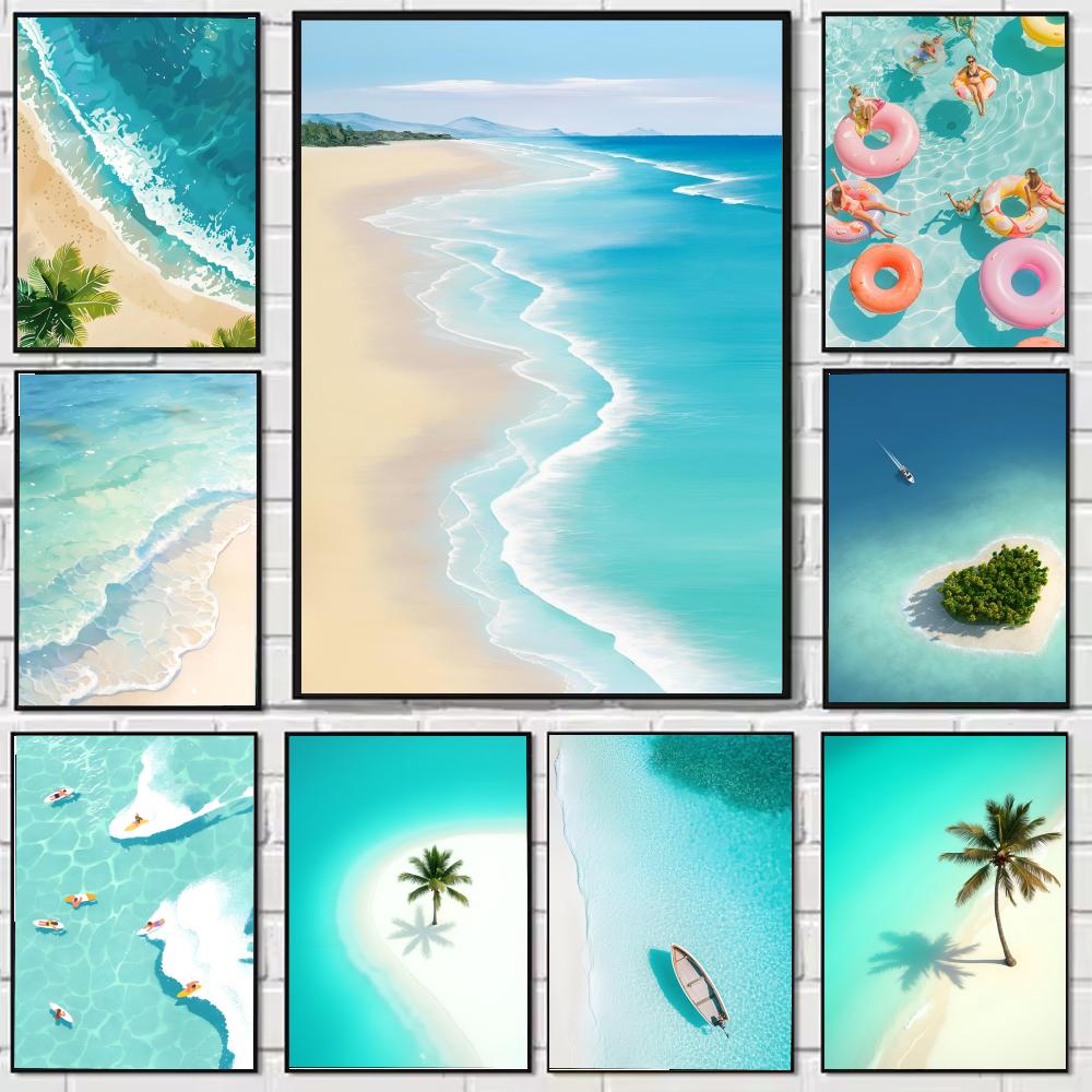 Resin Art Ocean - Sommer-Ozean-Urlaubs-Poster Trendiges PP-Papierkunstwerk Moderne Stilvolle Wanddekoration