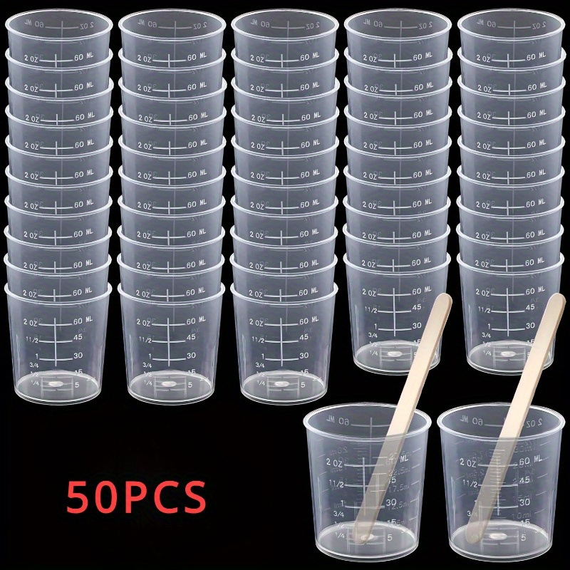 Resin Mixing Cup - 50 Stück Messbecher, transparenter Epoxid-Mischbecher für