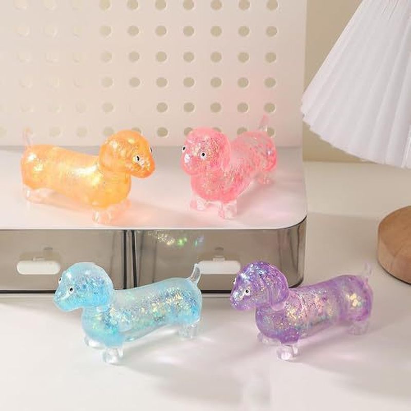 Resin Art Materials - Glitzernder Dackel Weicher Dehnbarer Quetsch-Gadget Glänzendes