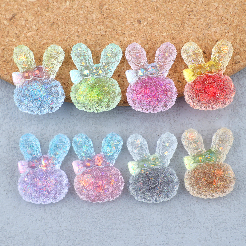Resin Art Materials - 5 Stück 18*25mm Leuchtende Farbverlauf-Hasen-Harz-Cabochons für