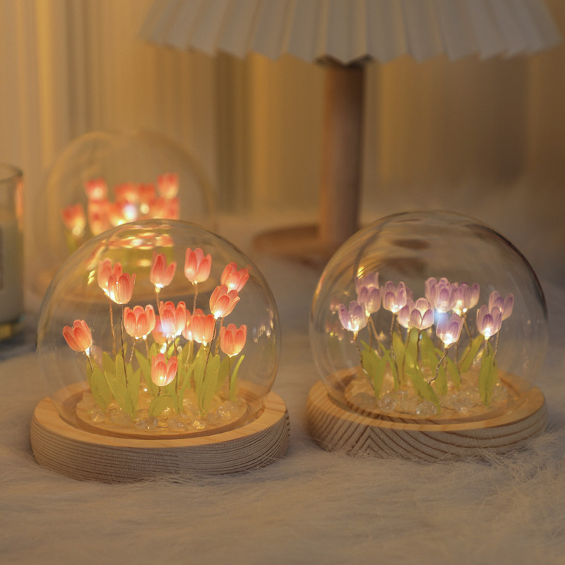 Dried Flower Pressed - Handgemachte Tulpe Nachtlicht handgemachte DIY Tasche