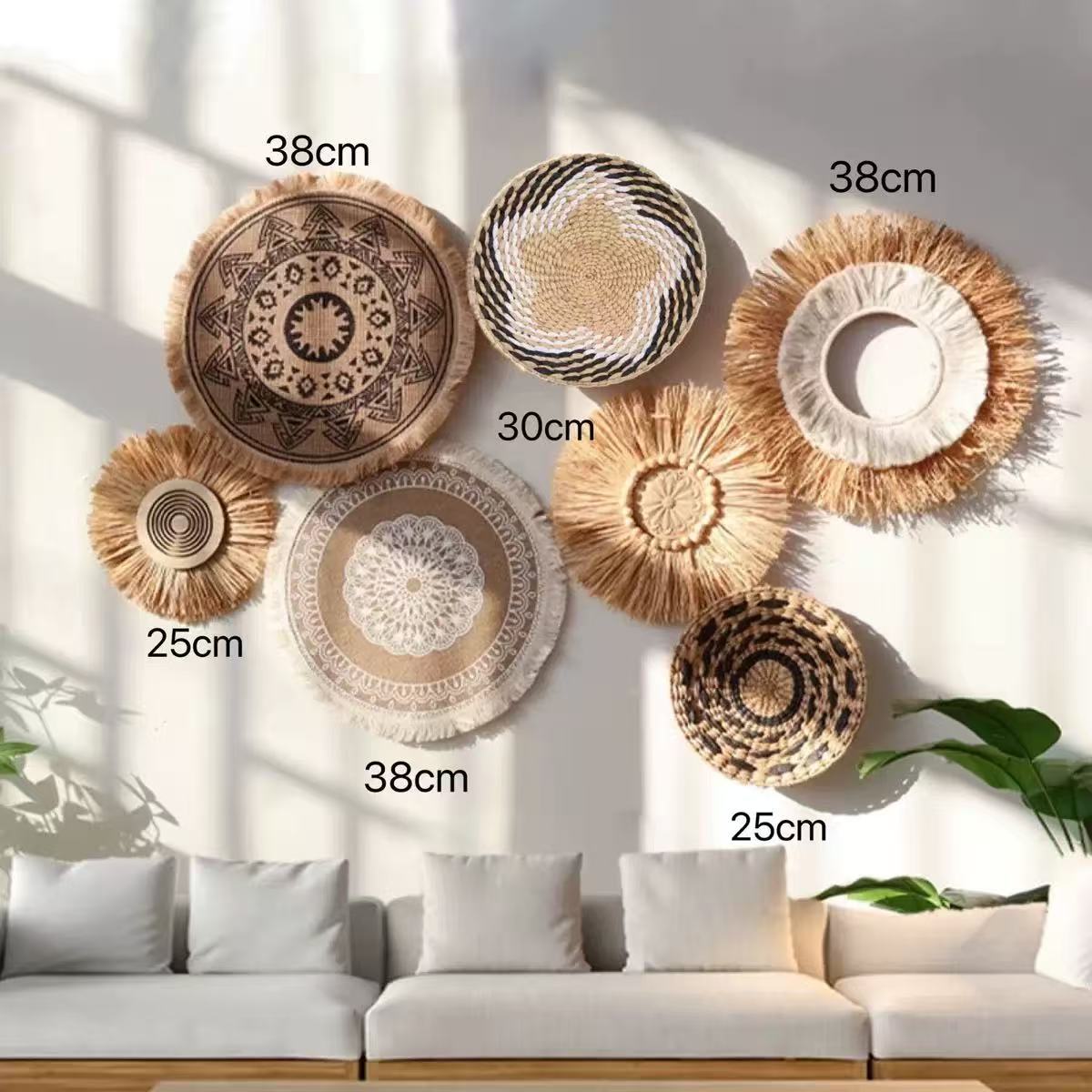 Resin Art Aesthetic - Boho Stroh-Wanddekoration Grasgeflecht Gewebte Quasten-Wandbehänge für