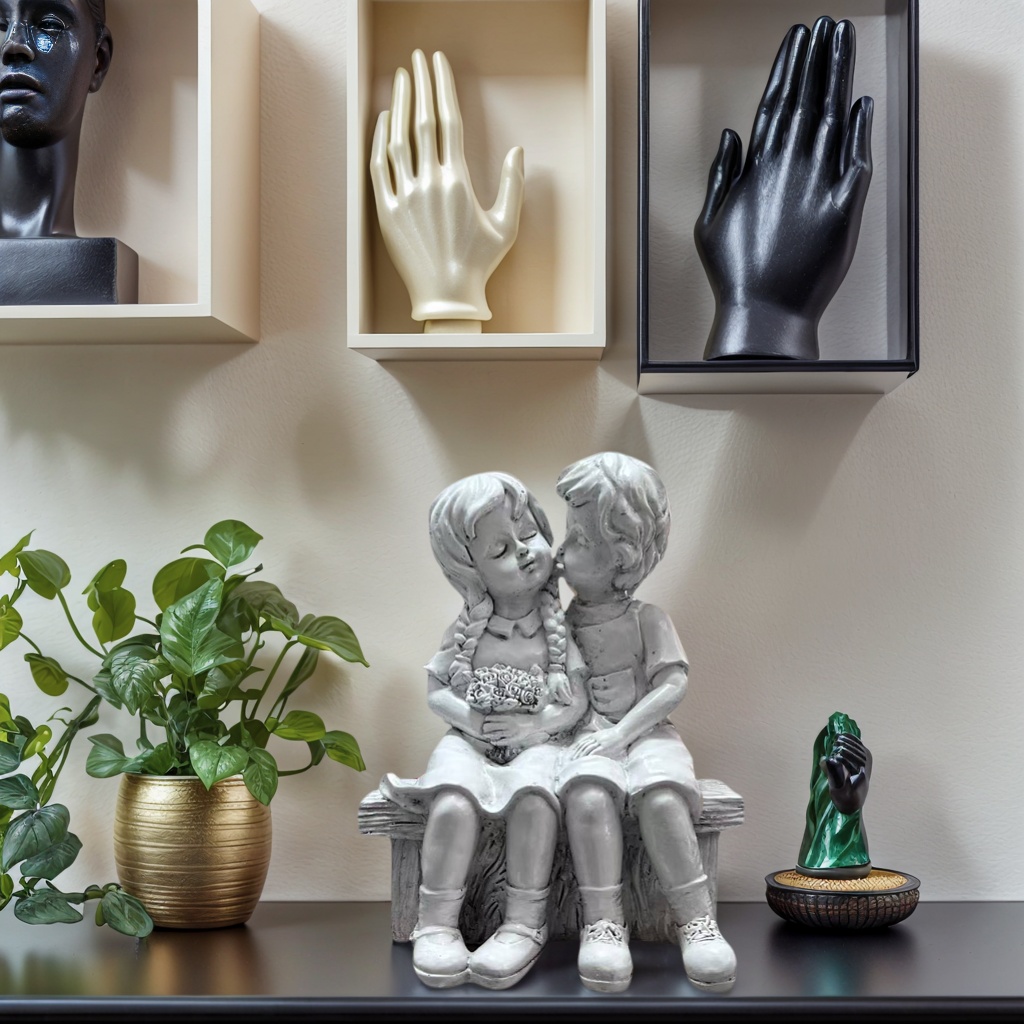 Resin Art Aesthetic - Niedliche kleine Jungen- und Mädchen-Harzstatue, Paarfigur,