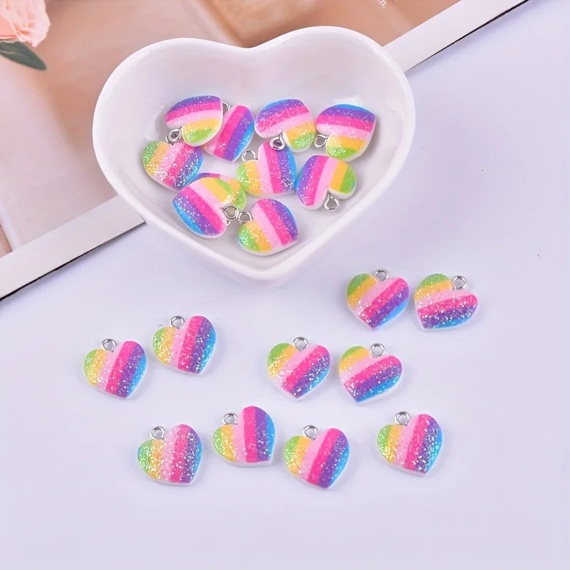 10 Stück bunte Herz-Harz-Anhän – Resin Art Notes Bewertung und Preis