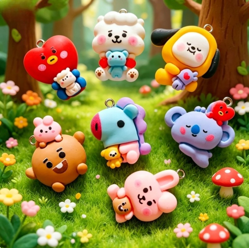 7 Stück BT21 Harz-Cartoon-Anhä – Resin Art Materials Bewertung und Preis